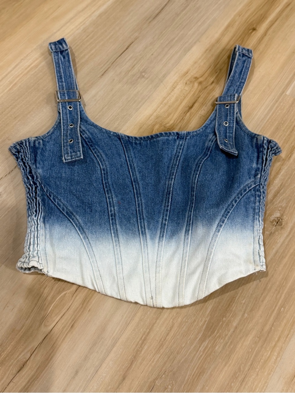 Amanda Uprichard Blue White Denim Ombre Corset Tank
